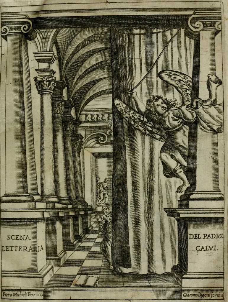 An illustration from Scena letteraria de gli scrittori bergamaschi aperta alla cvriosità de svoi concittadini .., 1664, leaf 2