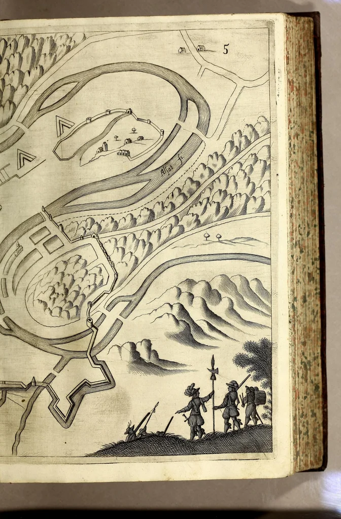 An illustration from Schau-Platz dess Niederlandes oder: Es sey die Beschreibung der siebenzehen Provincien desselben, : mit beygefügten Grundrissen der Städt und vornehmen Vestungen, von wem sie de facto besessen, wie, auff was Weiss, vnd zu welcher Zeit sie erworben Worden., 1673, leaf 193