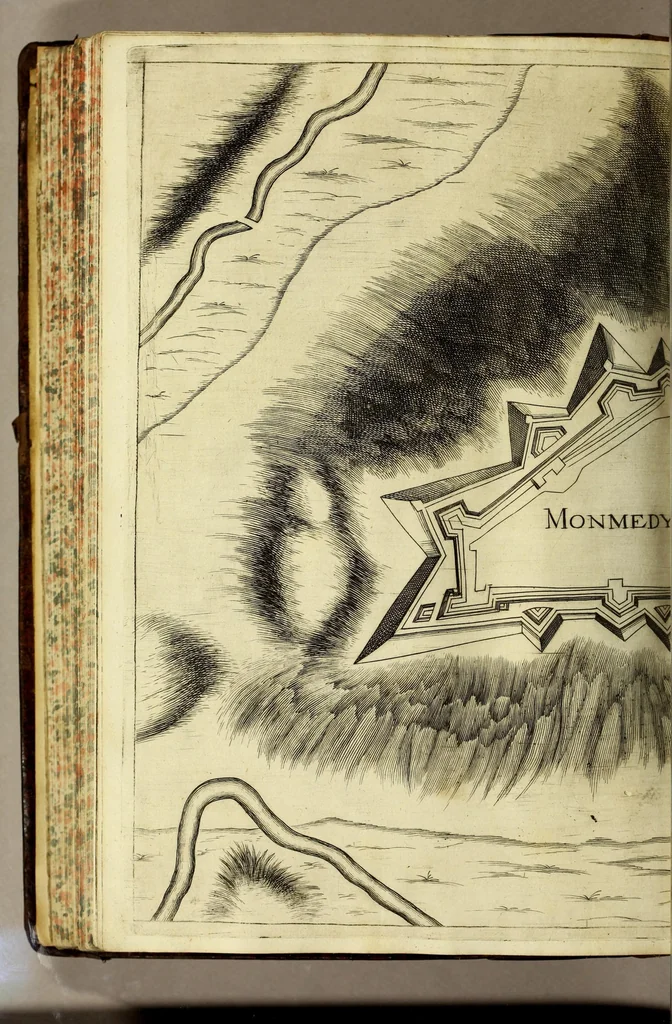 An illustration from Schau-Platz dess Niederlandes oder: Es sey die Beschreibung der siebenzehen Provincien desselben, : mit beygefügten Grundrissen der Städt und vornehmen Vestungen, von wem sie de facto besessen, wie, auff was Weiss, vnd zu welcher Zeit sie erworben Worden., 1673, leaf 200