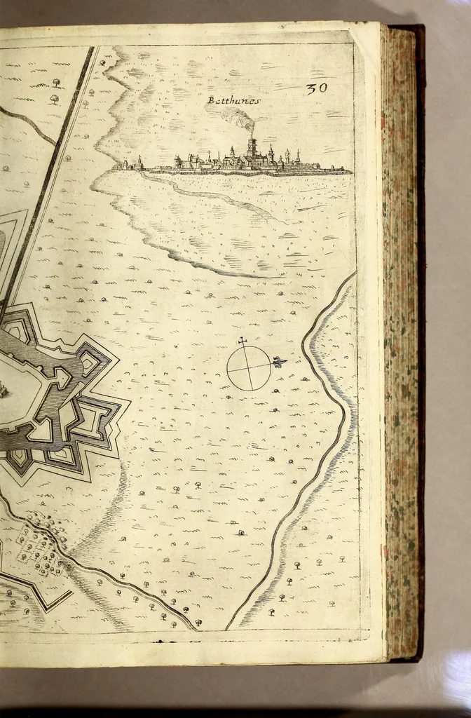 An illustration from Schau-Platz dess Niederlandes oder: Es sey die Beschreibung der siebenzehen Provincien desselben, : mit beygefügten Grundrissen der Städt und vornehmen Vestungen, von wem sie de facto besessen, wie, auff was Weiss, vnd zu welcher Zeit sie erworben Worden., 1673, leaf 291