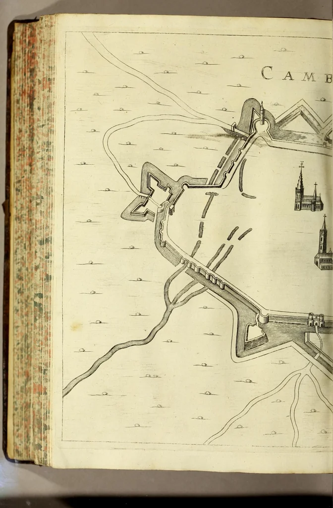 An illustration from Schau-Platz dess Niederlandes oder: Es sey die Beschreibung der siebenzehen Provincien desselben, : mit beygefügten Grundrissen der Städt und vornehmen Vestungen, von wem sie de facto besessen, wie, auff was Weiss, vnd zu welcher Zeit sie erworben Worden., 1673, leaf 366