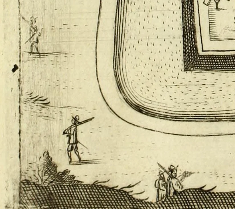 An illustration from Schau-Platz dess Niederlandes oder: Es sey die Beschreibung der siebenzehen Provincien desselben, : mit beygefügten Grundrissen der Städt und vornehmen Vestungen, von wem sie de facto besessen, wie, auff was Weiss, vnd zu welcher Zeit sie erworben Worden., 1673, leaf 486