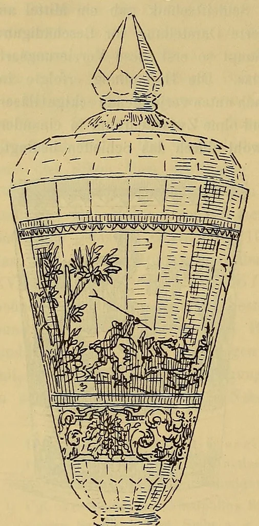 An illustration from Schlesische gläser. Eine studie über die schlesische Glasindustrie früherer Zeit, nebst einem Beschreibenden Katalog der Gläsersammlung des Museums Schlesischer Altertümer zu Breslau, 1891, leaf 124