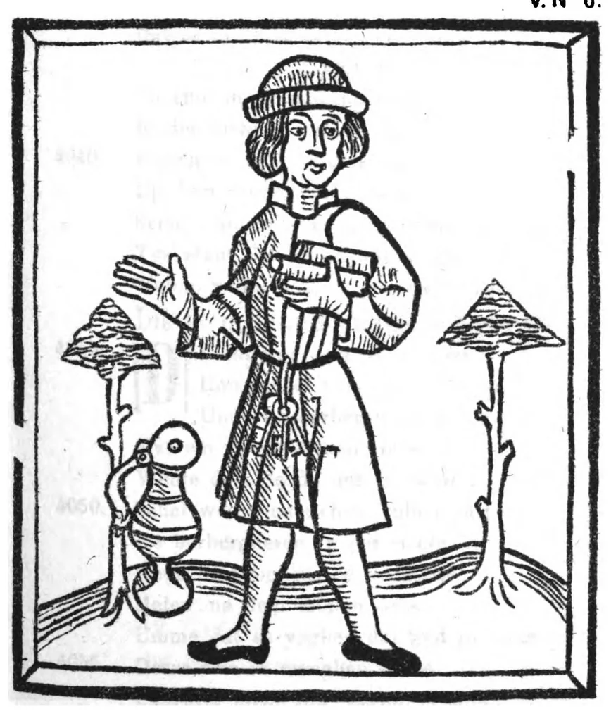 An illustration from Meister Stephans Schachbuch. Ein mittelniederdeutsches Gedicht des vierzehnten Jahrhunderts. Theil I: Text, 1889, leaf 170