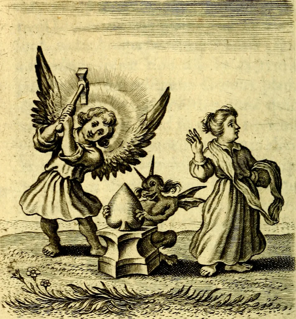 An illustration from Schola cordis siue aversi à deo cordis ac eumdem reductio, et instructio .., 1663, leaf 165