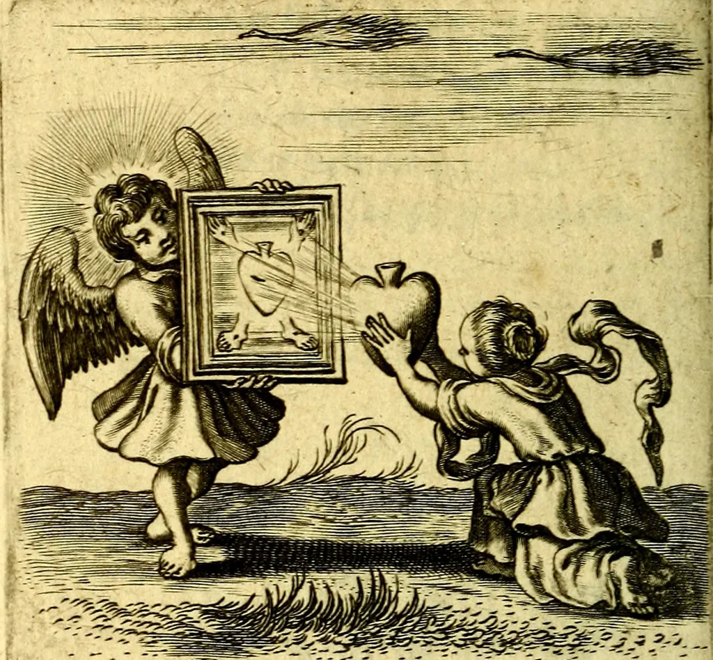 An illustration from Schola cordis siue aversi à deo cordis ac eumdem reductio, et instructio .., 1663, leaf 681