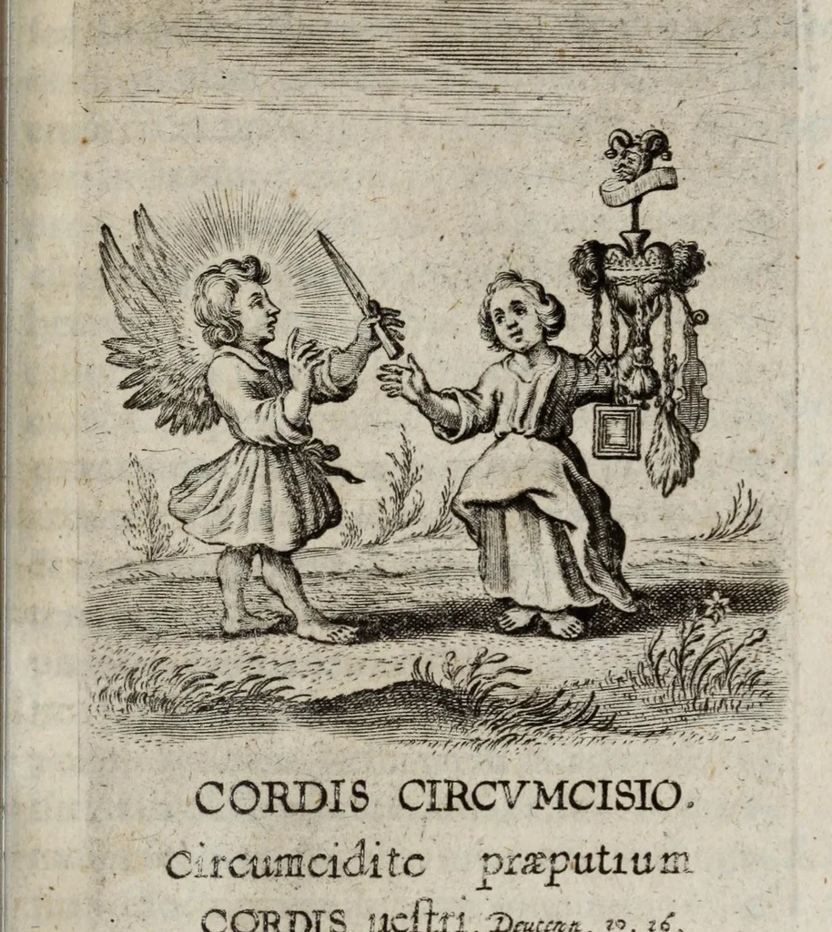 An illustration from Schola cordis, sive, Aversià Deo Cordis ad eumdem reductio, et instructio, 1699, leaf 223