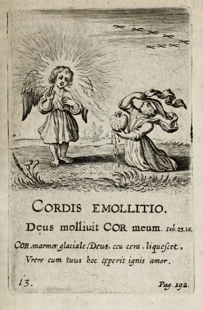 An illustration from Schola cordis, sive, Aversià Deo Cordis ad eumdem reductio, et instructio, 1699, leaf 255