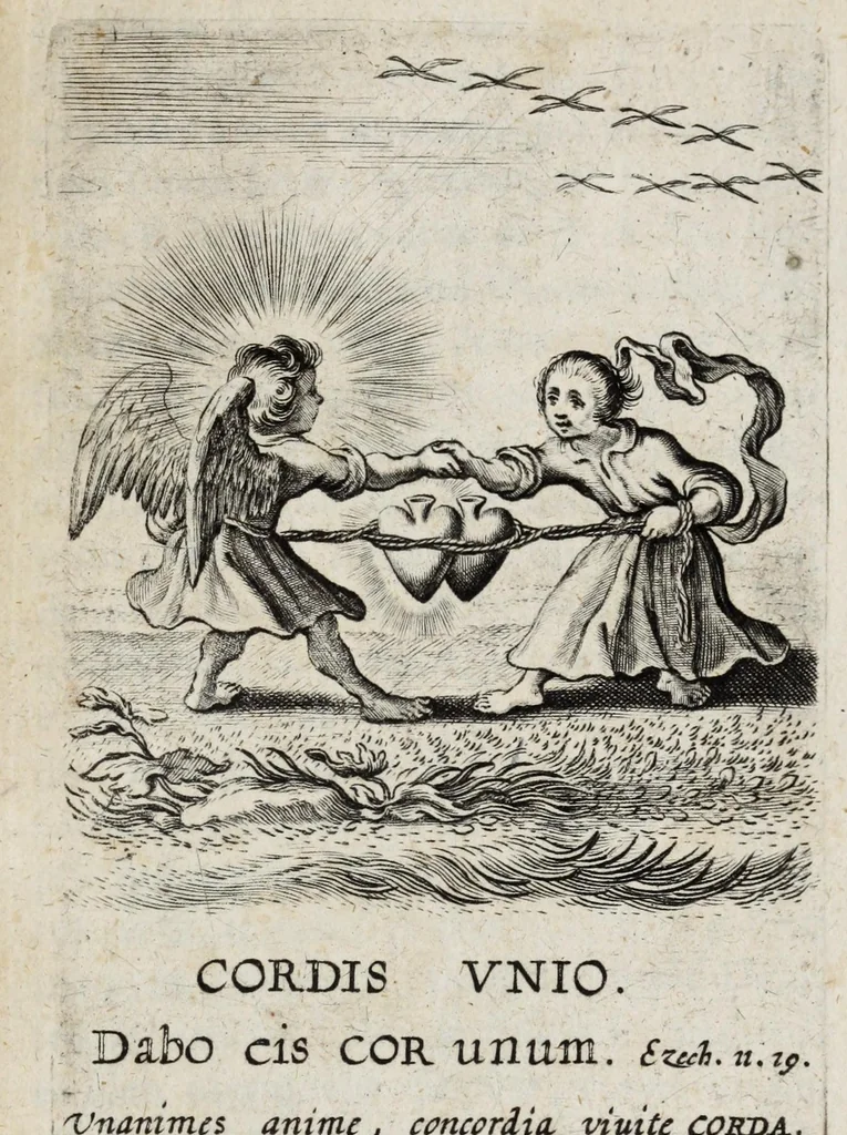 An illustration from Schola cordis, sive, Aversià Deo Cordis ad eumdem reductio, et instructio, 1699, leaf 537