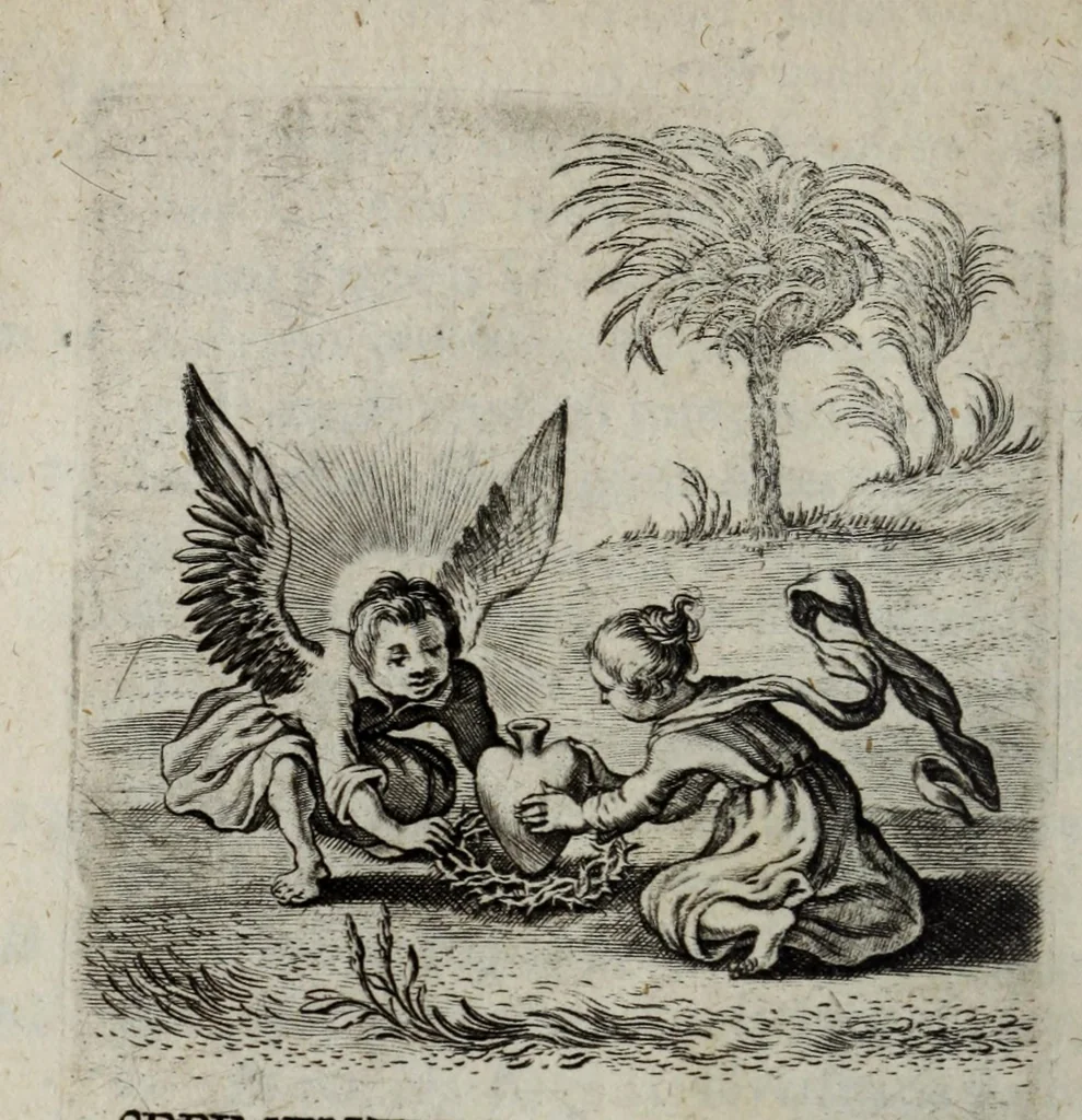 An illustration from Schola cordis, sive, Aversià Deo Cordis ad eumdem reductio, et instructio, 1699, leaf 602
