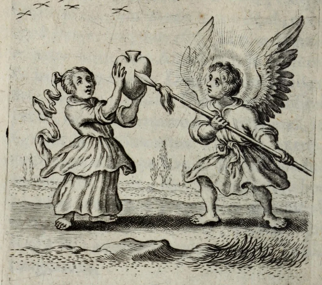 An illustration from Schola cordis, sive, Aversià Deo Cordis ad eumdem reductio, et instructio, 1699, leaf 658