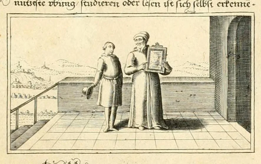 An illustration from Schöne ausserlesene sin[n]reiche Figuren auch Gleichnussen Erkläringen Gebettlein vnd hohe Lehr[n] : zum Theil auss heiliger Schrifft wie auch zum Theil auss der alten Christlichen Kirchen Lehrer[n] Schrifften gezogen vnd in Teutsche Reimen verfasst, leaf 19