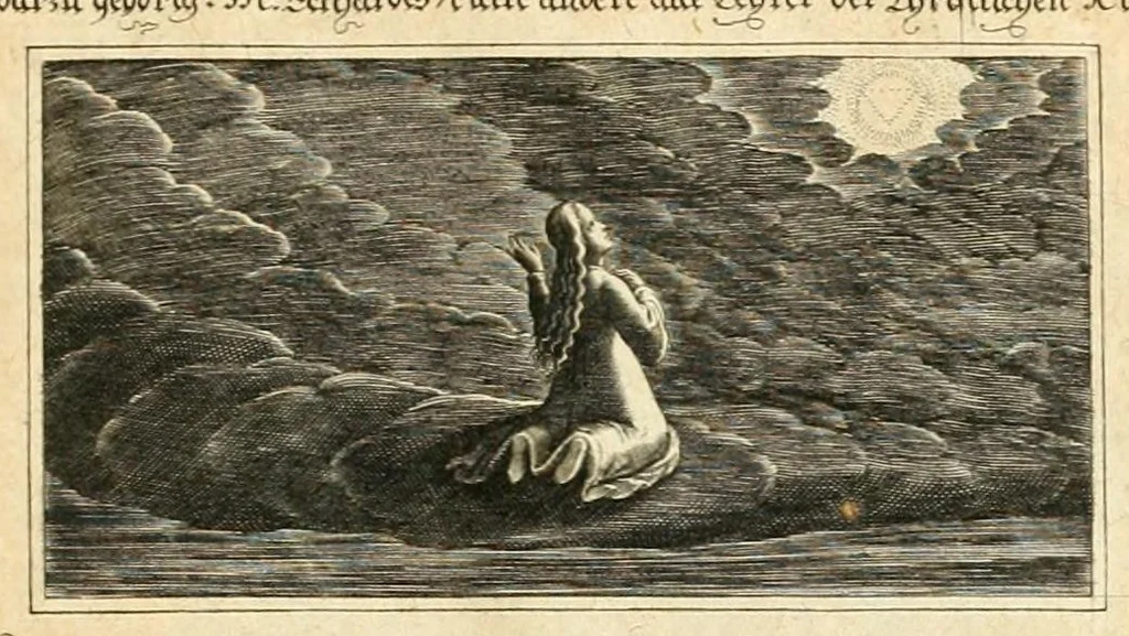 An illustration from Schöne ausserlesene sin[n]reiche Figuren auch Gleichnussen Erkläringen Gebettlein vnd hohe Lehr[n] : zum Theil auss heiliger Schrifft wie auch zum Theil auss der alten Christlichen Kirchen Lehrer[n] Schrifften gezogen vnd in Teutsche Reimen verfasst, leaf 43
