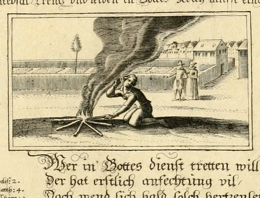 An illustration from Schöne ausserlesene sin[n]reiche Figuren auch Gleichnussen Erkläringen Gebettlein vnd hohe Lehr[n] : zum Theil auss heiliger Schrifft wie auch zum Theil auss der alten Christlichen Kirchen Lehrer[n] Schrifften gezogen vnd in Teutsche Reimen verfasst, leaf 86