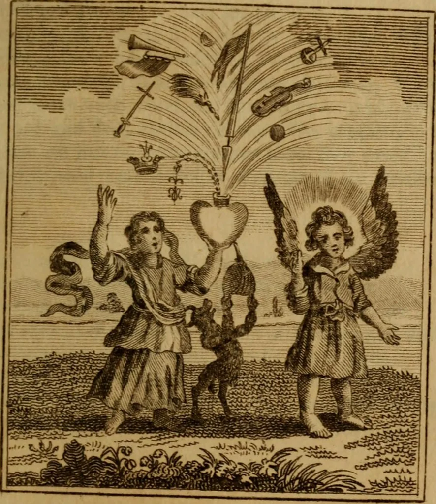 An illustration from The school of the heart : or, The heart of itself gone away from God, brought back again to him, and instructed by him, 1808, leaf 38