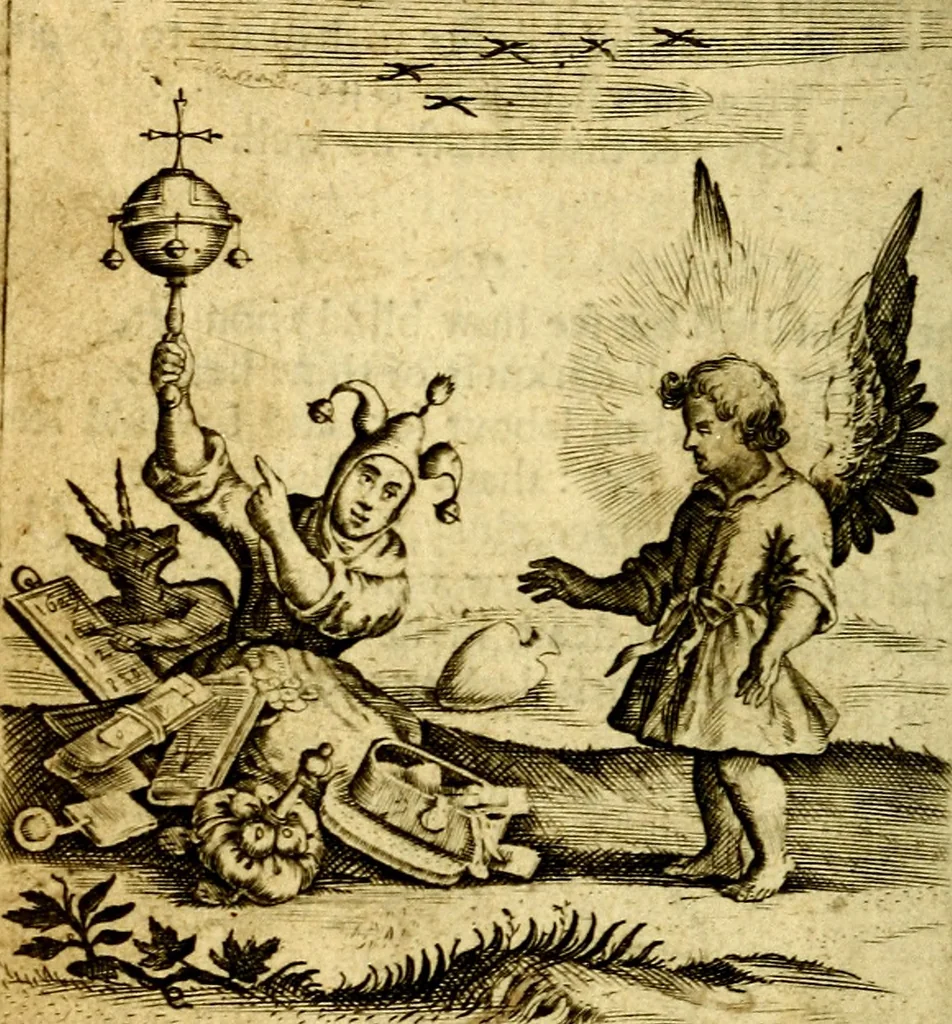 An illustration from The school of the heart; or, The heart of it self gone away from God brought back again to him, and instructed by him. In 47. emblems, 1676, leaf 21