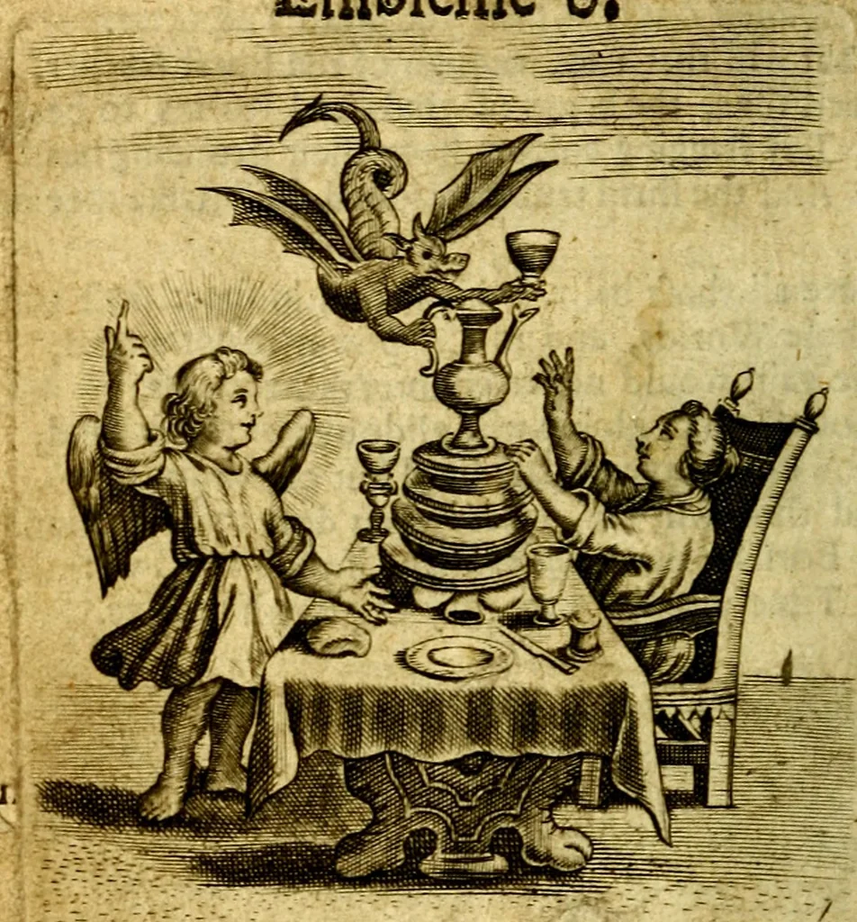 An illustration from The school of the heart; or, The heart of it self gone away from God brought back again to him, and instructed by him. In 47. emblems, 1676, leaf 29