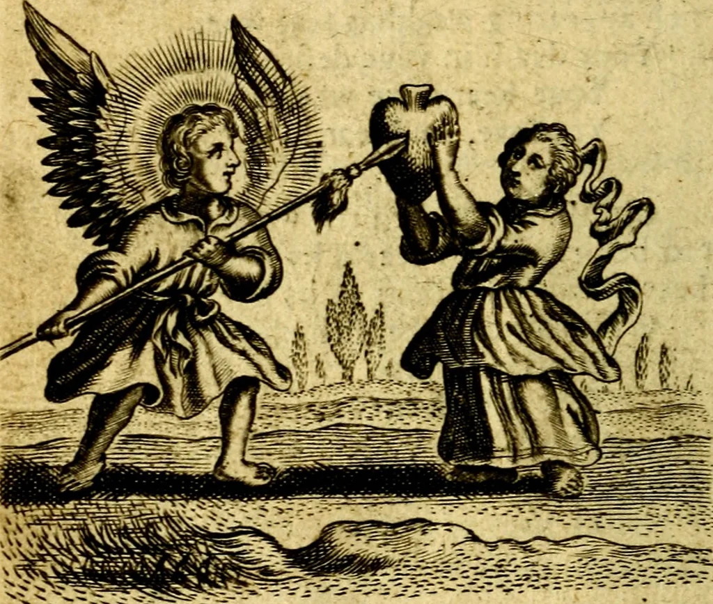 An illustration from The school of the heart; or, The heart of it self gone away from God brought back again to him, and instructed by him. In 47. emblems, 1676, leaf 37