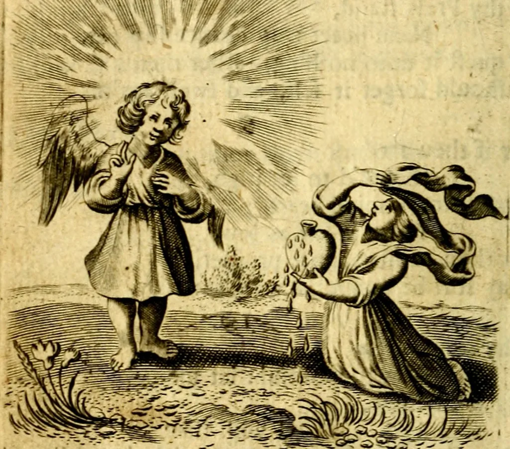 An illustration from The school of the heart; or, The heart of it self gone away from God brought back again to him, and instructed by him. In 47. emblems, 1676, leaf 69