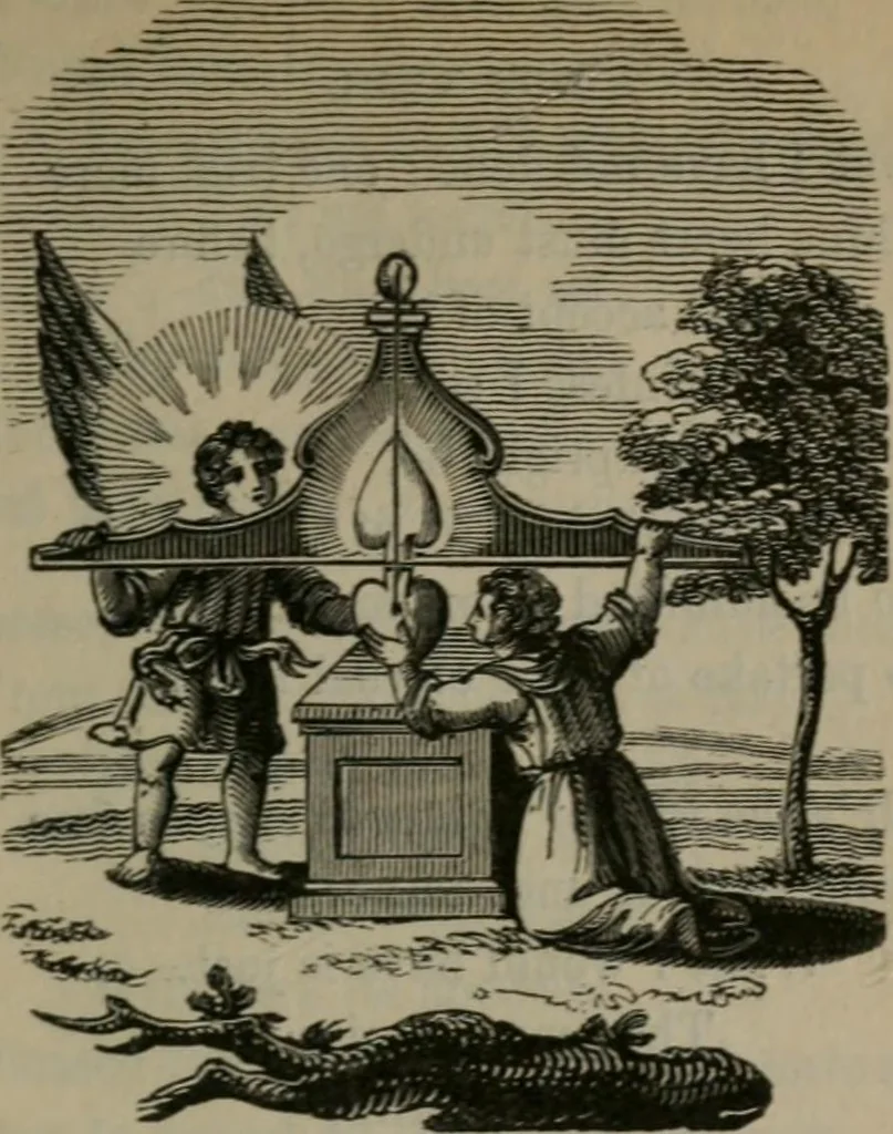 An illustration from The school of the heart : or, The heart of itself gone away from God, brought back again to Him; and instructed by Him. With The learning of the heart; and Hieroglyphics of the life of man., 1845, leaf 106