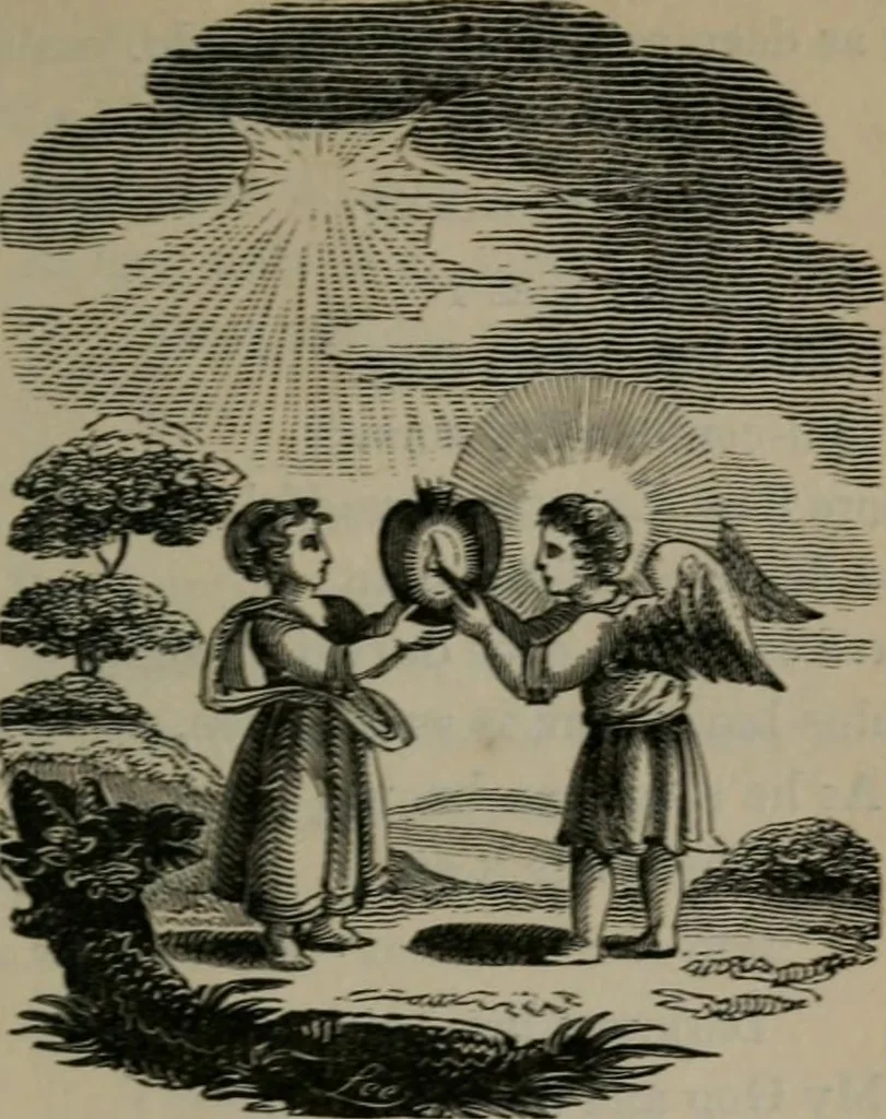 An illustration from The school of the heart : or, The heart of itself gone away from God, brought back again to Him; and instructed by Him. With The learning of the heart; and Hieroglyphics of the life of man., 1845, leaf 114