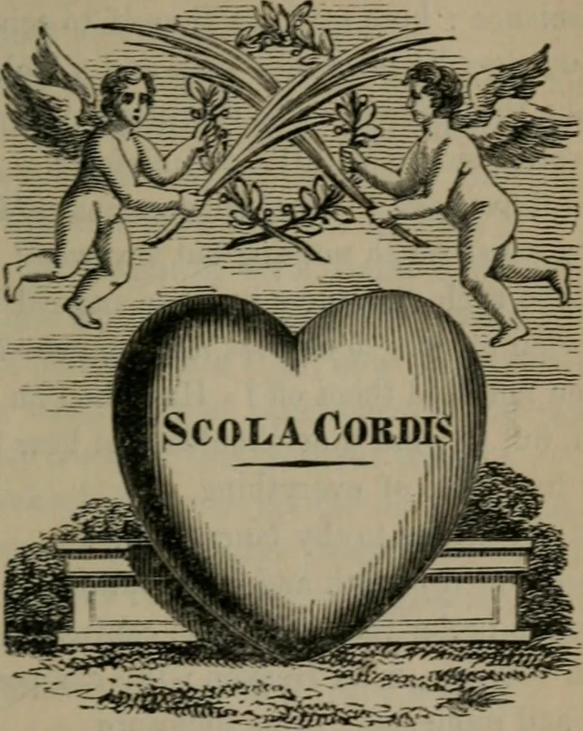 An illustration from The school of the heart : or, The heart of itself gone away from God, brought back again to Him; and instructed by Him. With The learning of the heart; and Hieroglyphics of the life of man., 1845, leaf 14