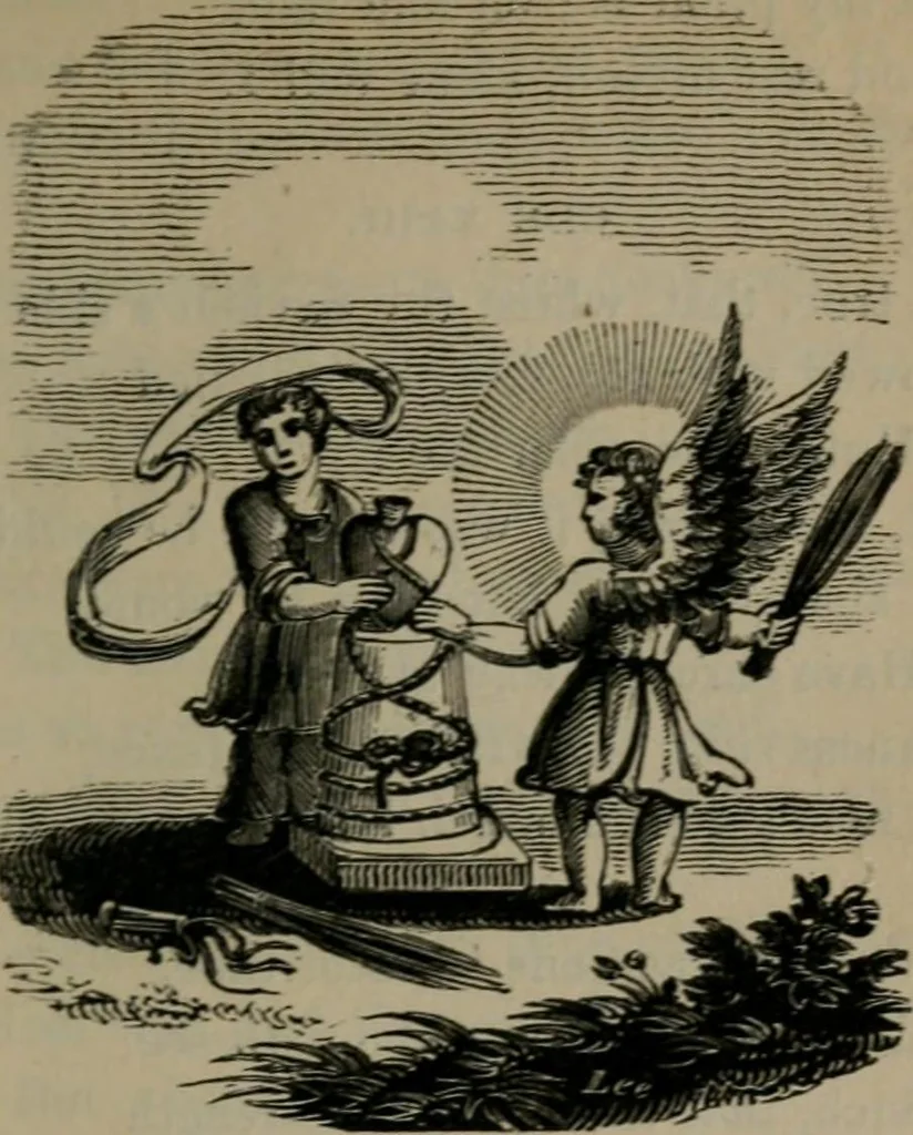An illustration from The school of the heart : or, The heart of itself gone away from God, brought back again to Him; and instructed by Him. With The learning of the heart; and Hieroglyphics of the life of man., 1845, leaf 186