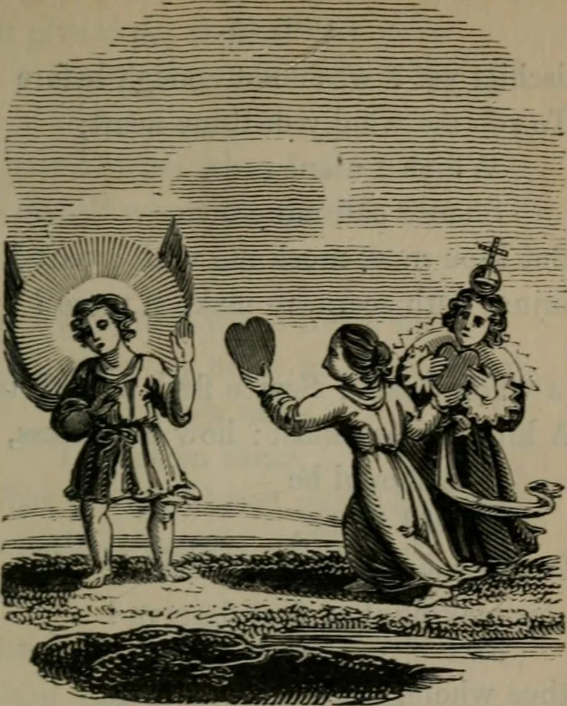 An illustration from The school of the heart : or, The heart of itself gone away from God, brought back again to Him; and instructed by Him. With The learning of the heart; and Hieroglyphics of the life of man., 1845, leaf 50