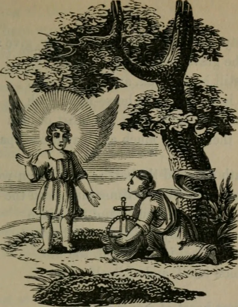 An illustration from The school of the heart : or, The heart of itself gone away from God, brought back again to Him; and instructed by Him. With The learning of the heart; and Hieroglyphics of the life of man., 1845, leaf 54