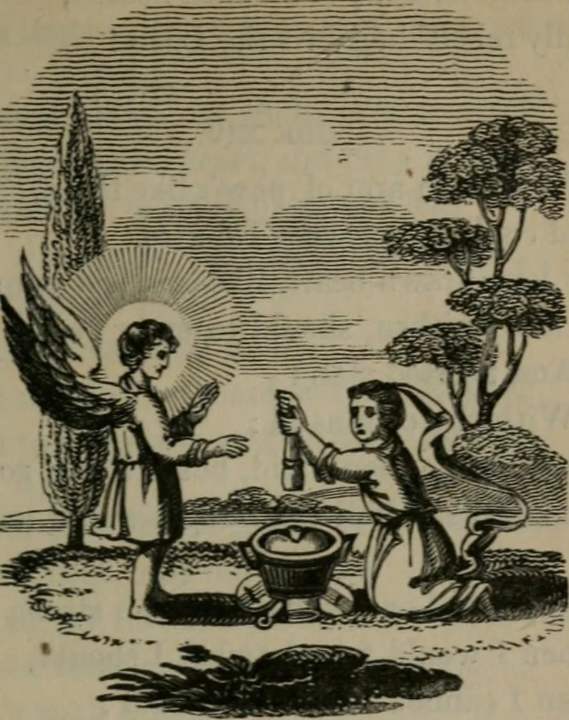An illustration from The school of the heart : or, The heart of itself gone away from God, brought back again to Him; and instructed by Him. With The learning of the heart; and Hieroglyphics of the life of man., 1845, leaf 70