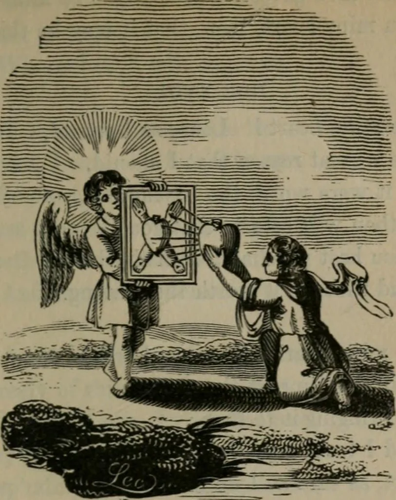An illustration from The school of the heart : or, The heart of itself gone away from God, brought back again to Him; and instructed by Him. With The learning of the heart; and Hieroglyphics of the life of man., 1845, leaf 86
