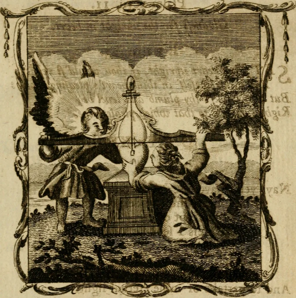 An illustration from The school of the heart, or, The heart (of itself gone away from God) brought back again to Him, and instructed by Him : in forty-seven emblems, 1778, leaf 132