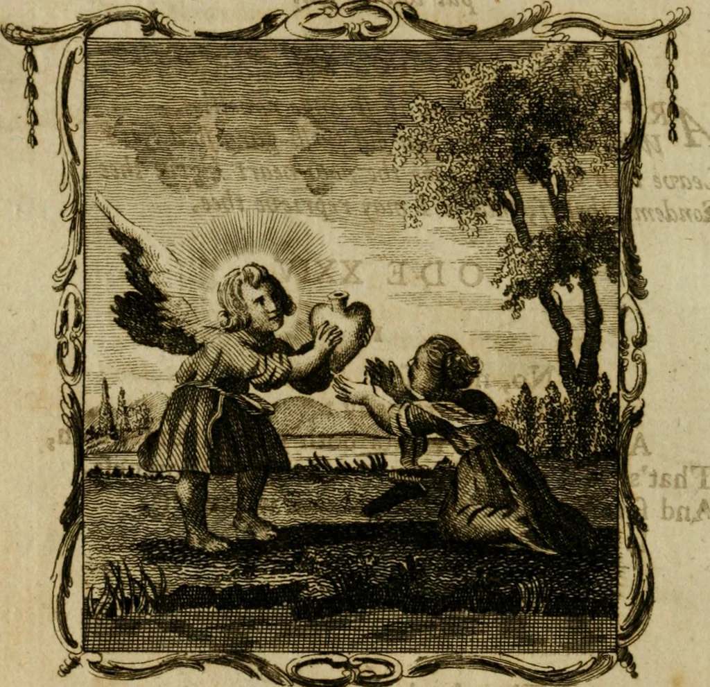 An illustration from The school of the heart, or, The heart (of itself gone away from God) brought back again to Him, and instructed by Him : in forty-seven emblems, 1778, leaf 137