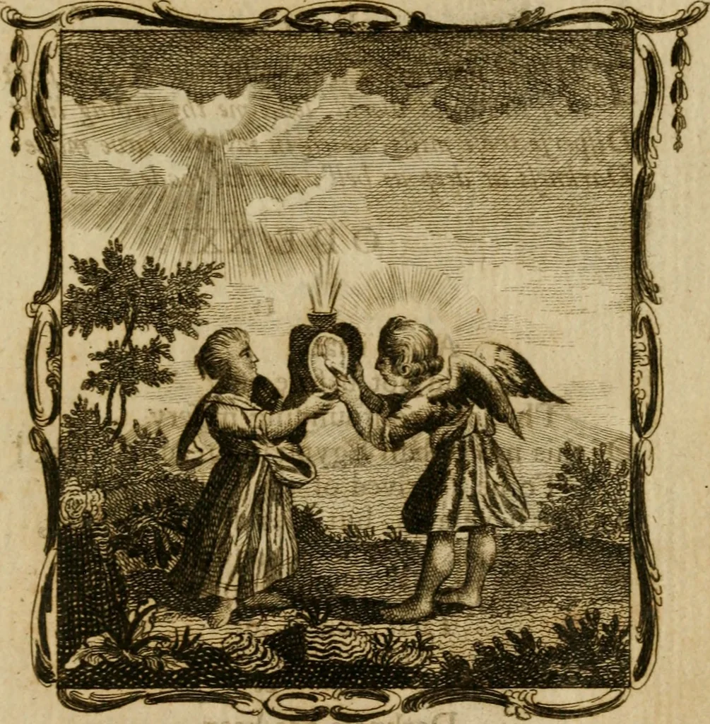 An illustration from The school of the heart, or, The heart (of itself gone away from God) brought back again to Him, and instructed by Him : in forty-seven emblems, 1778, leaf 142
