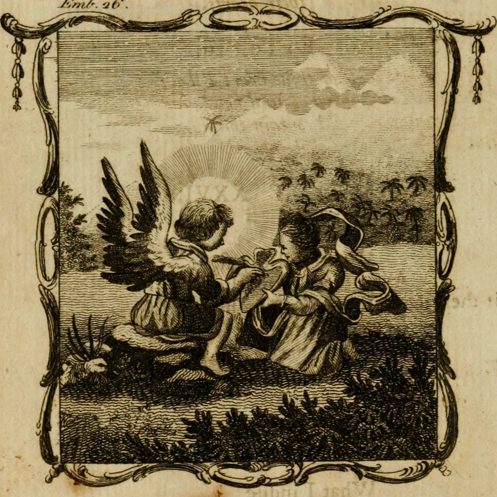 An illustration from The school of the heart, or, The heart (of itself gone away from God) brought back again to Him, and instructed by Him : in forty-seven emblems, 1778, leaf 147