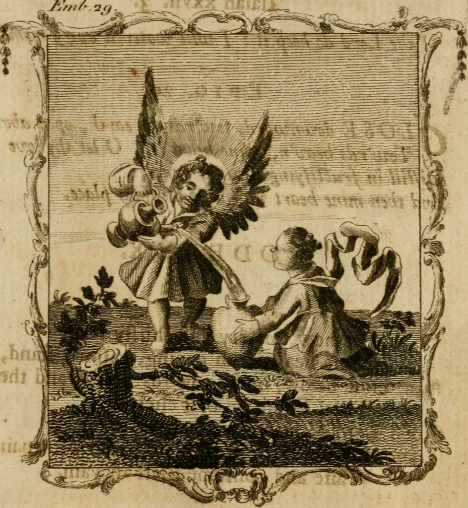 An illustration from The school of the heart, or, The heart (of itself gone away from God) brought back again to Him, and instructed by Him : in forty-seven emblems, 1778, leaf 162