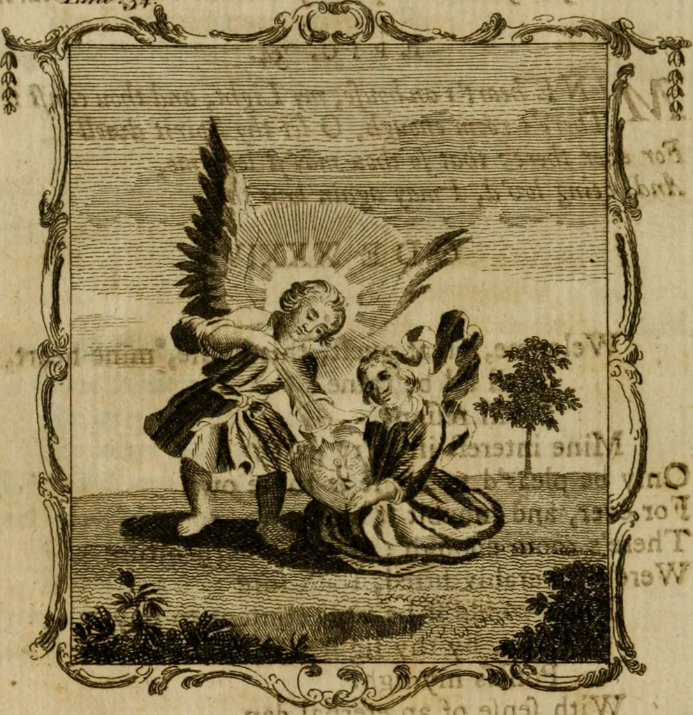 An illustration from The school of the heart, or, The heart (of itself gone away from God) brought back again to Him, and instructed by Him : in forty-seven emblems, 1778, leaf 187