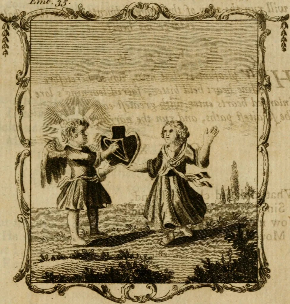 An illustration from The school of the heart, or, The heart (of itself gone away from God) brought back again to Him, and instructed by Him : in forty-seven emblems, 1778, leaf 192