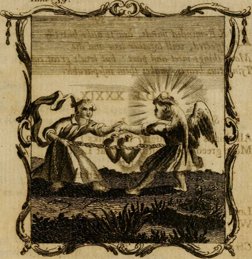 An illustration from The school of the heart, or, The heart (of itself gone away from God) brought back again to Him, and instructed by Him : in forty-seven emblems, 1778, leaf 212