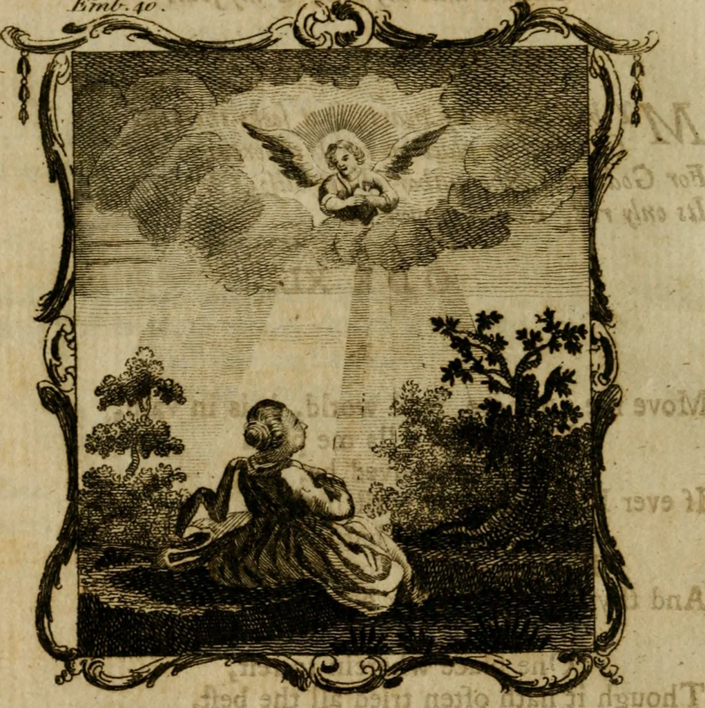 An illustration from The school of the heart, or, The heart (of itself gone away from God) brought back again to Him, and instructed by Him : in forty-seven emblems, 1778, leaf 217