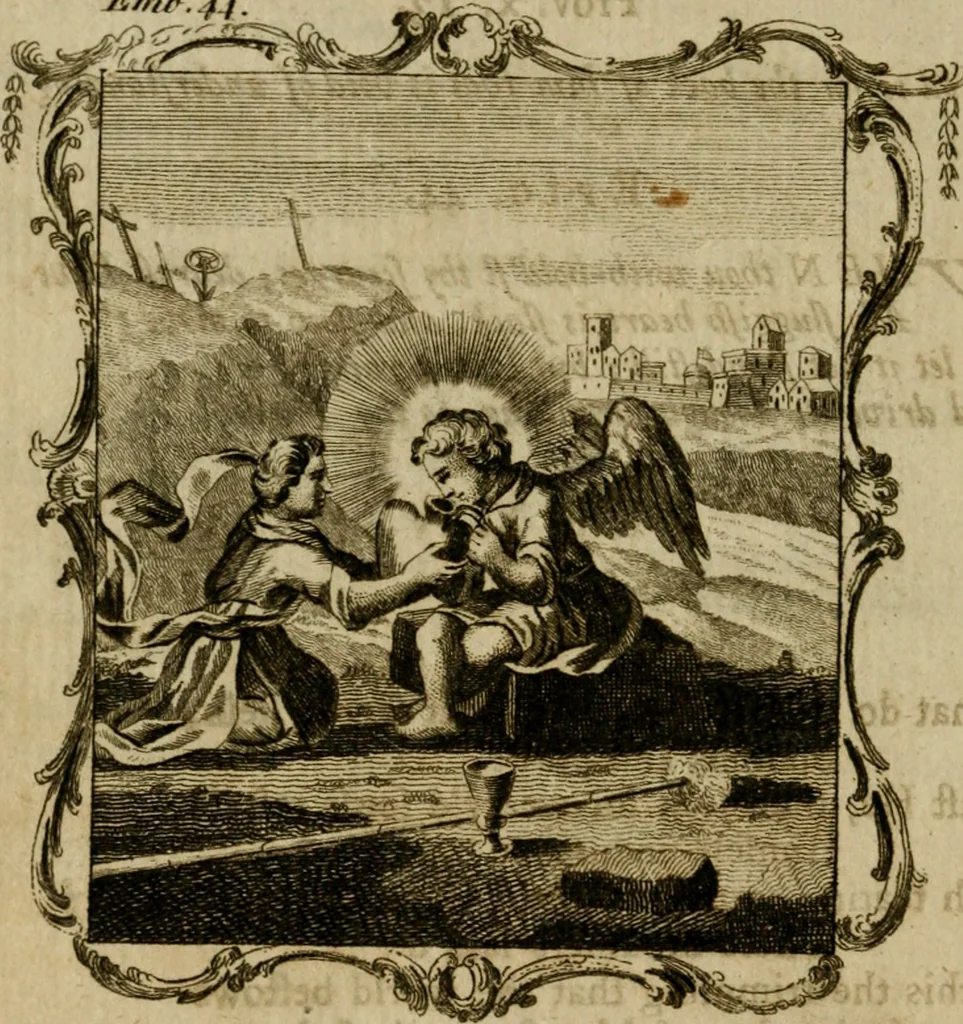 An illustration from The school of the heart, or, The heart (of itself gone away from God) brought back again to Him, and instructed by Him : in forty-seven emblems, 1778, leaf 237