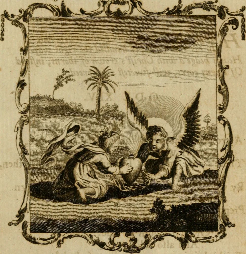 An illustration from The school of the heart, or, The heart (of itself gone away from God) brought back again to Him, and instructed by Him : in forty-seven emblems, 1778, leaf 242