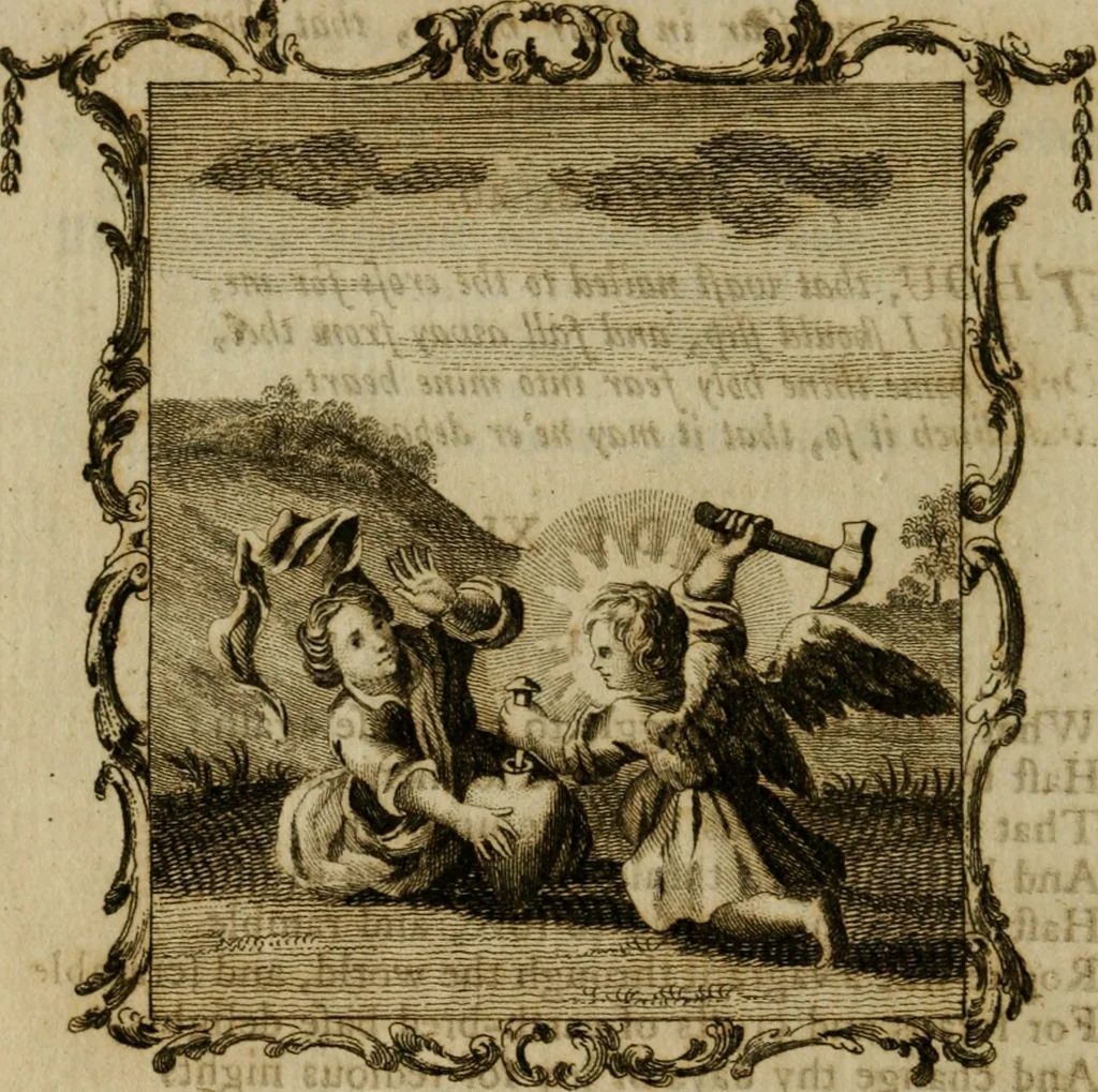 An illustration from The school of the heart, or, The heart (of itself gone away from God) brought back again to Him, and instructed by Him : in forty-seven emblems, 1778, leaf 247