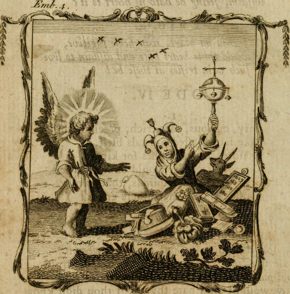 An illustration from The school of the heart, or, The heart (of itself gone away from God) brought back again to Him, and instructed by Him : in forty-seven emblems, 1778, leaf 37