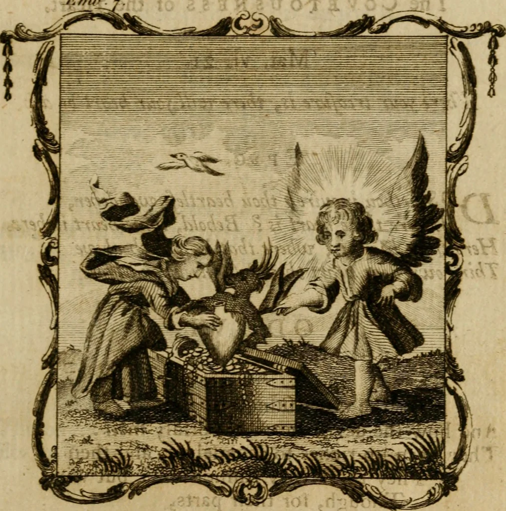 An illustration from The school of the heart, or, The heart (of itself gone away from God) brought back again to Him, and instructed by Him : in forty-seven emblems, 1778, leaf 52