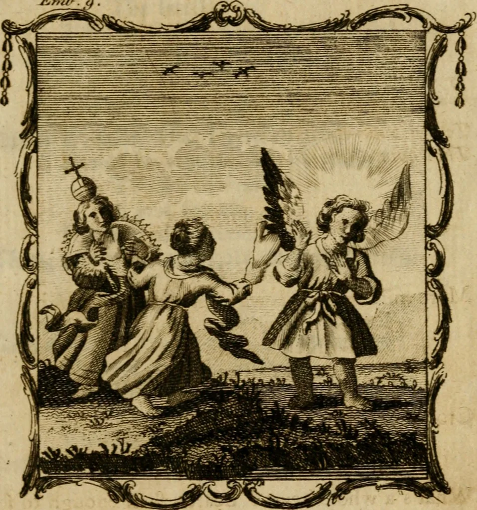 An illustration from The school of the heart, or, The heart (of itself gone away from God) brought back again to Him, and instructed by Him : in forty-seven emblems, 1778, leaf 62