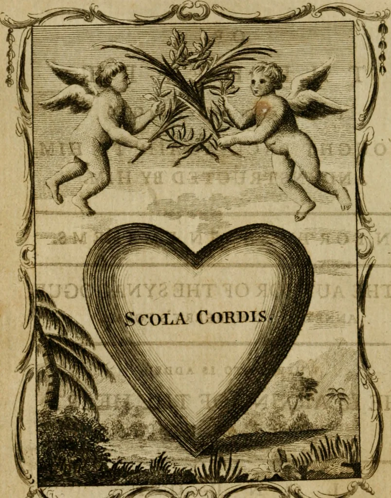 An illustration from The school of the heart, or, The heart (of itself gone away from God) brought back again to Him, and instructed by Him : in forty-seven emblems, 1778, leaf 7