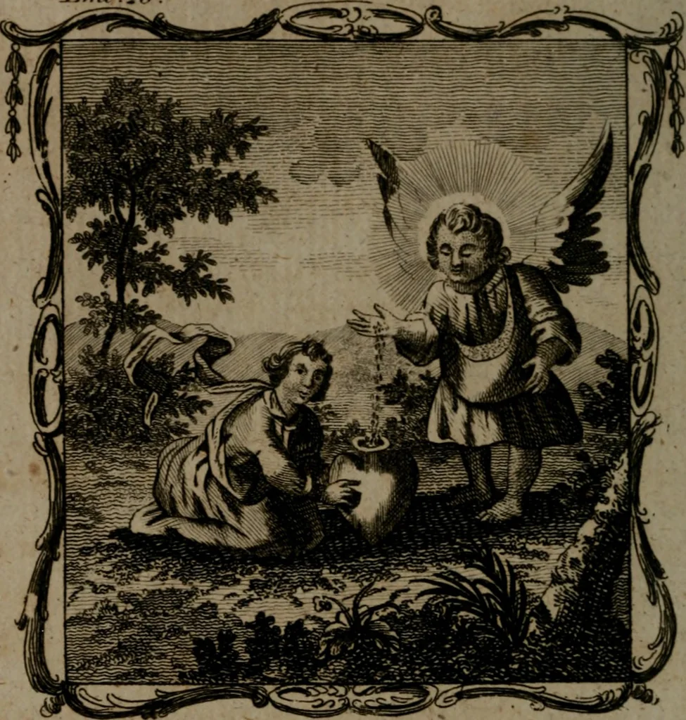 An illustration from The school of the heart, or, The heart (of itself gone away from God) brought back again to Him, and instructed by Him : in forty-seven emblems, 1778, leaf 153