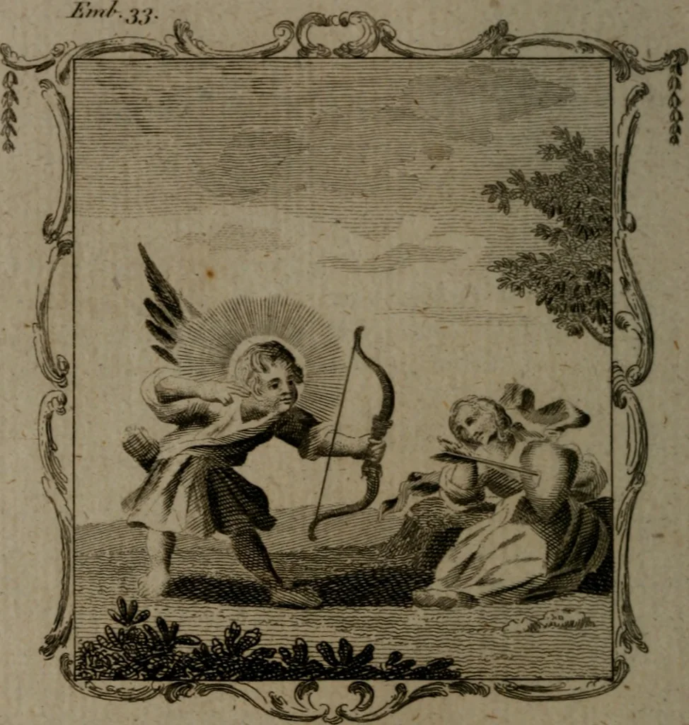 An illustration from The school of the heart, or, The heart (of itself gone away from God) brought back again to Him, and instructed by Him : in forty-seven emblems, 1778, leaf 177