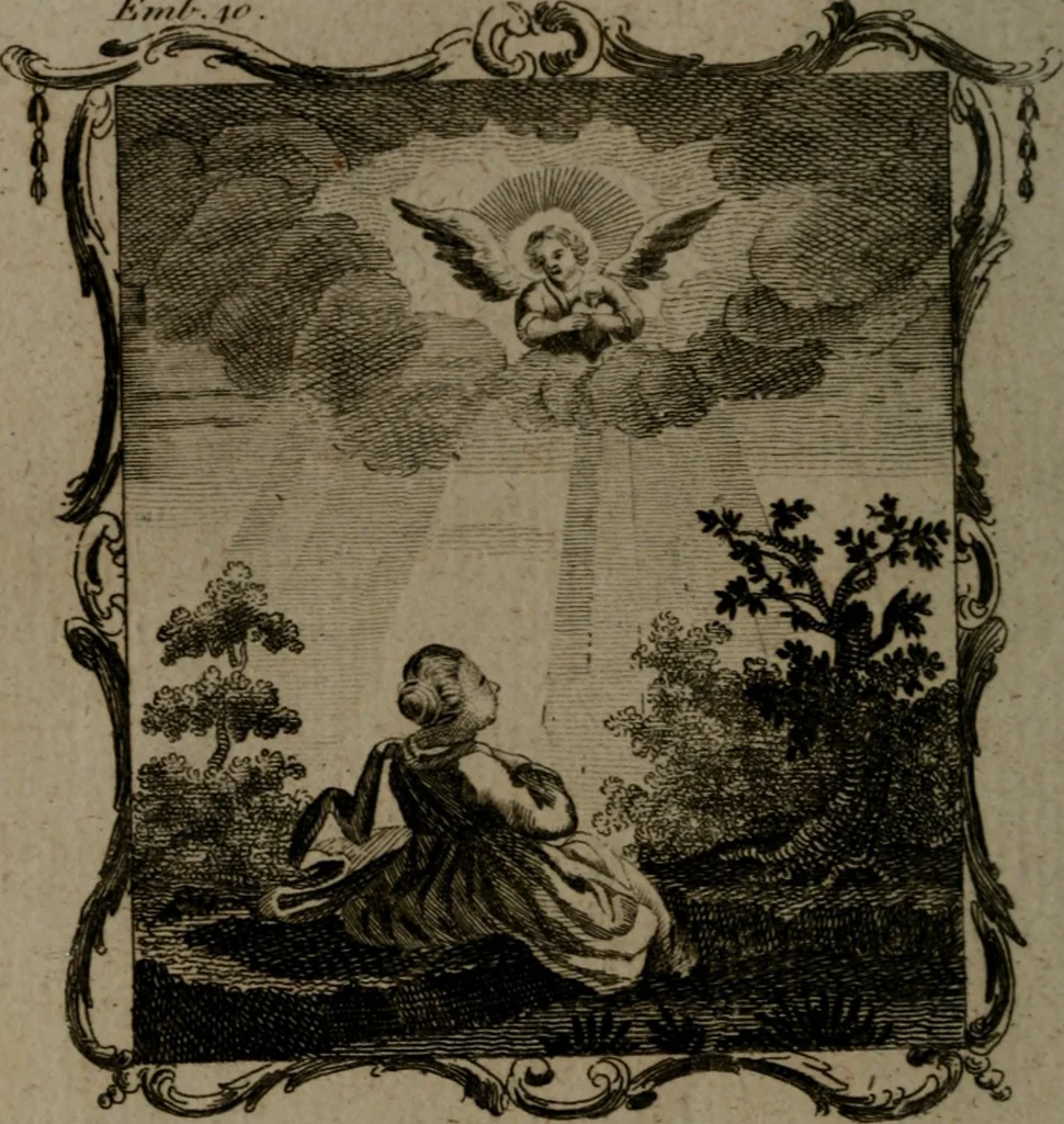 An illustration from The school of the heart, or, The heart (of itself gone away from God) brought back again to Him, and instructed by Him : in forty-seven emblems, 1778, leaf 211
